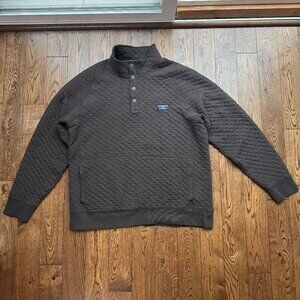 LL Bean Men’s Quilted Mockneck Sweatshirt Pullover Dark Charcoal Heather Large